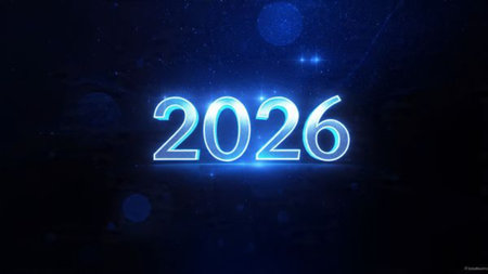 Premium 2026 greeting design with diamond frost sparkle and crisp white balance.