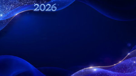 Premium 2026 celebration template with soft frozen glow edges and minimal noise layer.