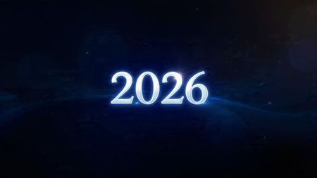 Premium 2026 greeting design with diamond-like frost shine and crisp composition.