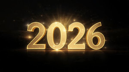 2026 luxury greeting backdrop with polished ice glow edges and ultra-clean design.