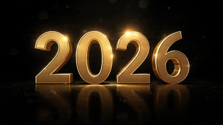 2026 New Year luxury background with soft glowing frost corners, elegant cool light.