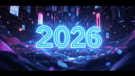 Elegant 2026 premium background with silver light diffusion and minimal sparkle noise.
