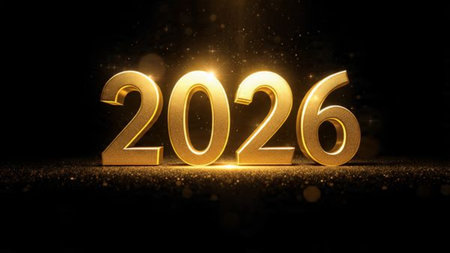 2026 luxury greeting template with subtle crystal sparkle field and high-end finish.
