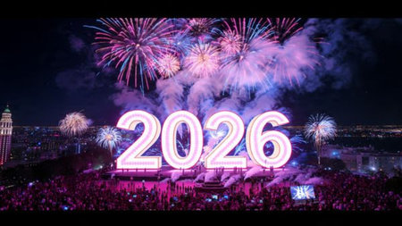 Elegant 2026 premium background with silver light diffusion and minimal sparkle noise.