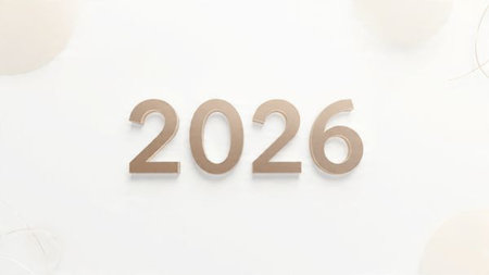 Premium 2026 luxury greeting with icy shimmer corners and soft festive glow.