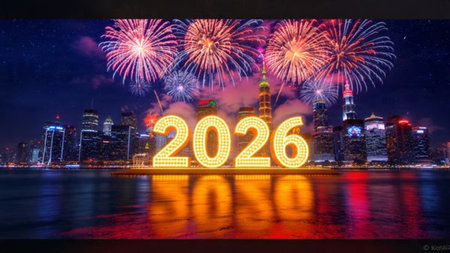 Elegant 2026 premium canvas with ice-glass reflections and soft winter sparkles.