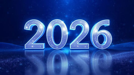 2026 luxury winter greeting with smooth silver light arcs and refined premium balance.