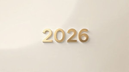 Premium 2026 New Year backdrop with smooth ice-glass reflections and calm winter mood.
