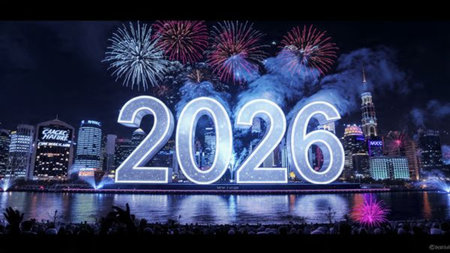 Luxury 2026 New Year canvas with diamond frost field and smooth lighting bloom.