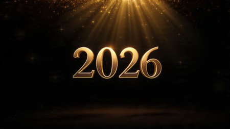 2026 luxury celebration background with ice-glass glow edges and clean copy space.