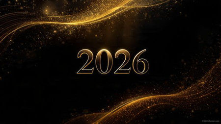 Premium 2026 New Year backdrop with smooth ice-glass reflections and calm winter mood.