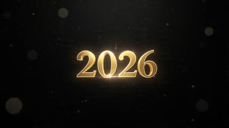 Premium 2026 New Year backdrop with smooth ice-glass reflections and calm winter mood.