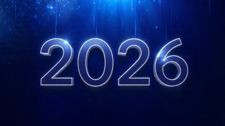 Premium 2026 New Year backdrop with smooth ice-glass reflections and calm winter mood.