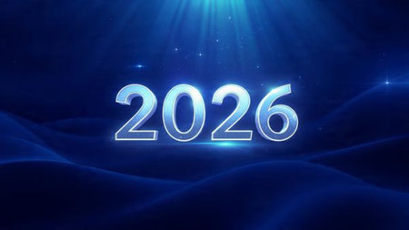 Elegant 2026 premium canvas with silver sparkle haze and crisp design space.