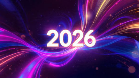2026 luxury celebration canvas with diamond frost shimmer trails and minimal shadows.