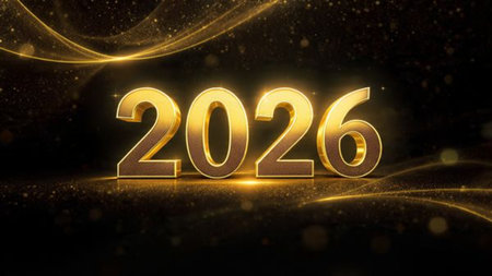Luxury New Year 2026 background with polished diamond-like glow and smooth clean marketing space.