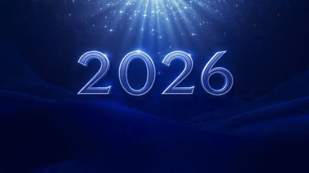 Upscale 2026 New Year template with clean frost accents, cool glow atmosphere, premium visual...