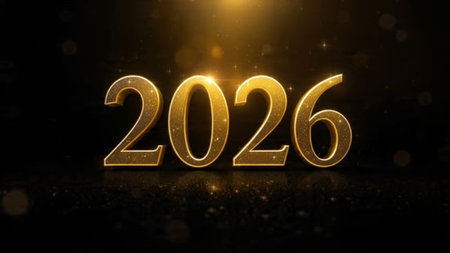 Premium 2026 greeting design with diamond frost spark overlay and minimal shadows.