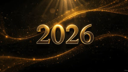 Premium 2026 celebration backdrop with crisp frost shine and ultra-clean layout.