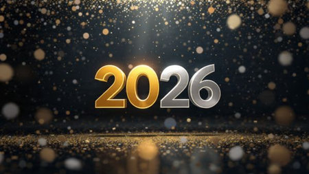 Premium 2026 celebration template with soft frozen glow edges and minimal noise layer.