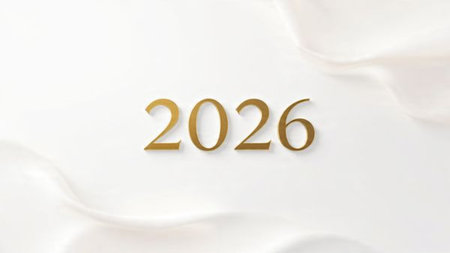 Premium 2026 New Year backdrop with silver light diffusion and minimal sparkle noise.