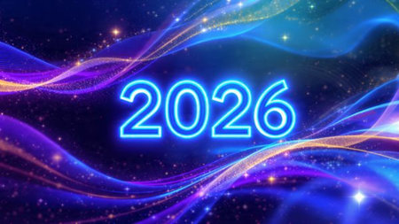 Elegant 2026 celebration background with diamond frost spark field and minimal noise.