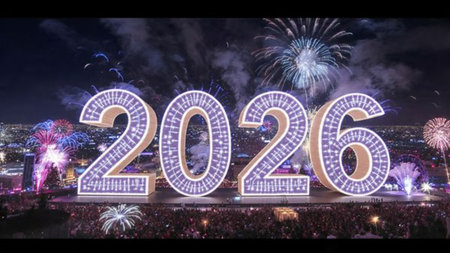2026 New Year luxury background with pearl-silver shimmer and subtle cool glow.