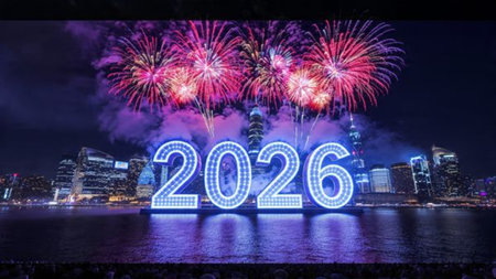 Elegant 2026 New Year canvas with ice-blue shimmer, gentle sparkle overlay, and clean composition...