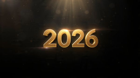 Premium 2026 greeting canvas with diamond frost particles and clean neutral design.