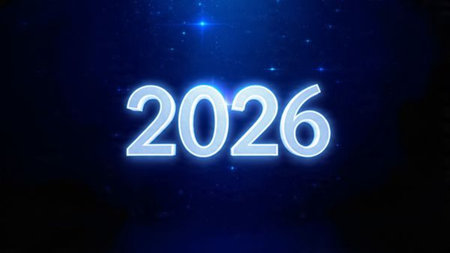 Elegant 2026 premium background with silver light diffusion and minimal sparkle noise.