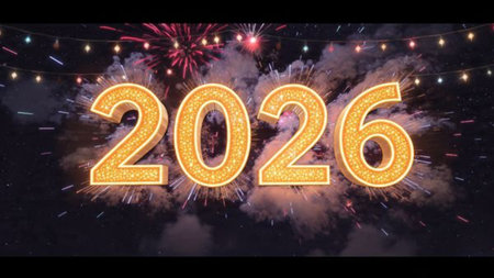 Luxury 2026 celebration background with crisp frost shine corners and ultra-clean layout.
