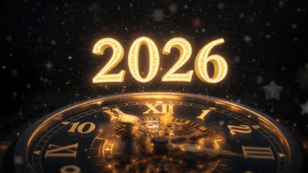Elegant 2026 premium canvas with silver sparkle trails and soft cool glow.