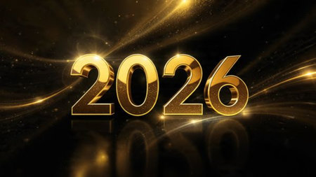Elegant 2026 premium canvas with silver sparkle haze and crisp design space.