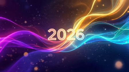 Premium 2026 greeting design with diamond-like frost shine and crisp composition.