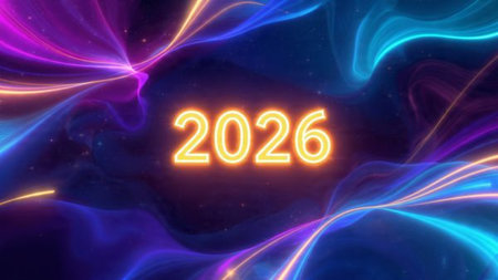 Premium 2026 celebration background with silky light diffusion and minimal sparkle noise,...