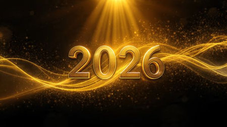 Premium 2026 winter backdrop with soft frost particles and clean luxury composition.