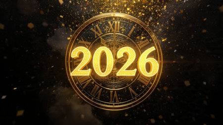 Luxury 2026 seasonal template with frost-glass light arcs and minimal noise overlay.
