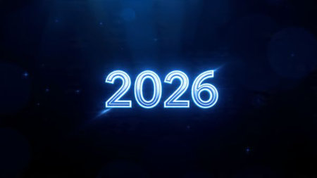 Luxury 2026 celebration design with soft frost sparkle field and clean premium space.