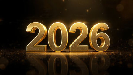 2026 premium celebration backdrop with soft glowing frost arcs and minimal noise.