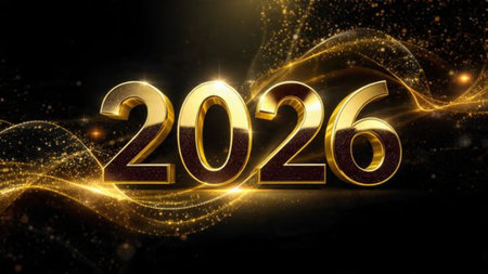 Premium New Year 2026 canvas with elegant silver starlight trails and minimal festive accents.