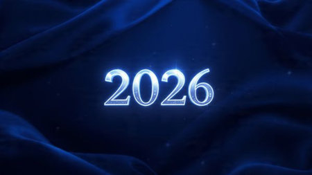 Refined 2026 New Year design with frosted glow bloom and minimal sparkle noise.