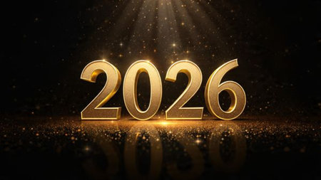 Premium New Year 2026 backdrop with smooth white gradient, subtle diamond-dust glow, ultra-sharp...