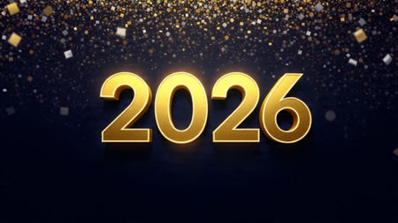 Premium 2026 luxury greeting with icy shimmer corners and soft festive glow.