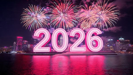 2026 New Year luxury background with soft silver haze and minimal sparkle noise, ultra HD.