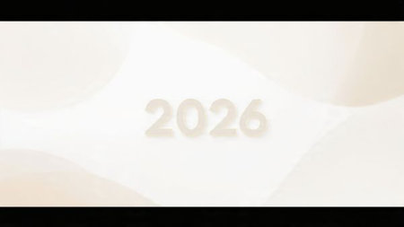 Premium 2026 holiday greeting with minimal shimmer noise and pearl frost accents.