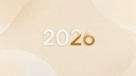 Premium 2026 winter backdrop with soft frost particles and clean luxury composition.