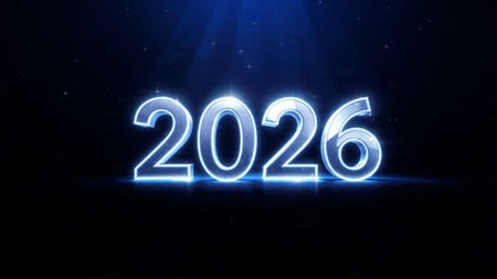 Luxury New Year 2026 background with polished diamond-like glow and smooth clean marketing space.