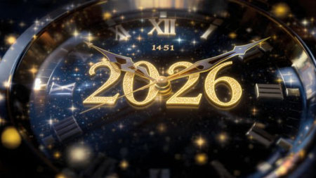 2026 New Year luxury background with pearl-silver shimmer and subtle cool glow.