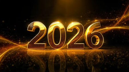 Luxury 2026 holiday greeting with silky cool gradients and crisp copy space.