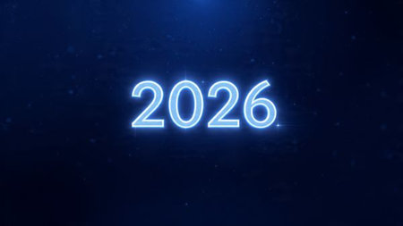 Premium 2026 New Year canvas with silky cool gradients and subtle shimmer noise.